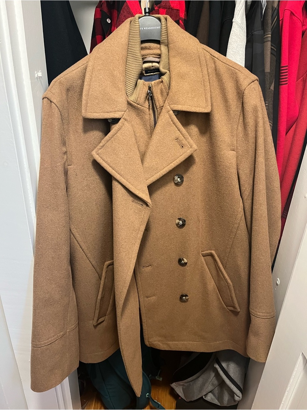 Joseph Abboud Camel Wool Double-Breasted Peacoat